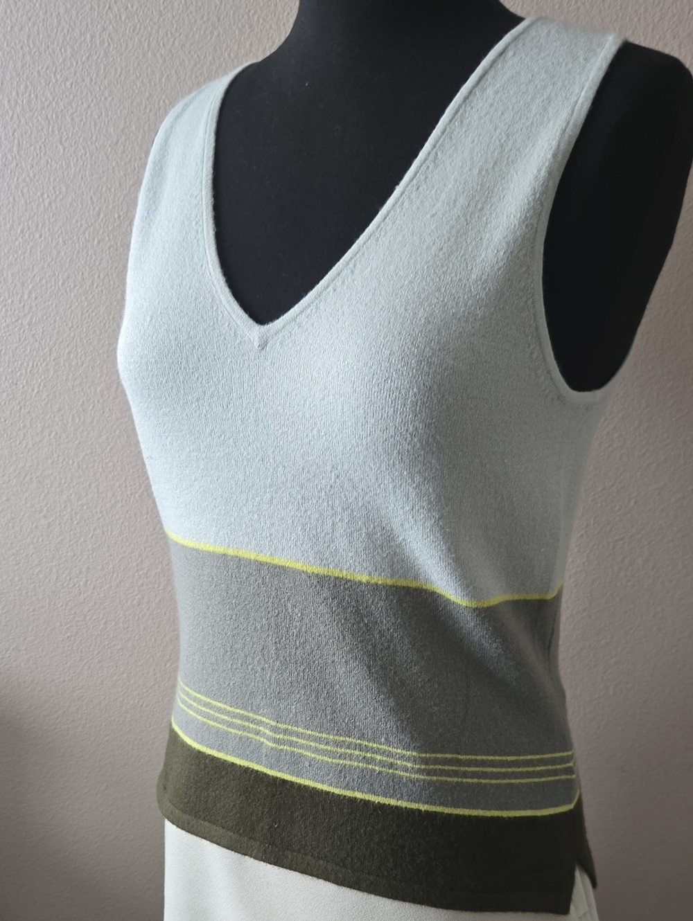The Limited Light Blue & Olive V-Neck Tank